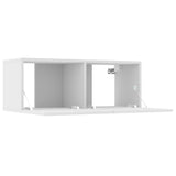7 Piece TV Cabinet Set White Engineered Wood - Rear View