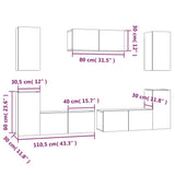 7 Piece TV Cabinet Set White Engineered Wood - Extra Image