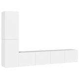 4 Piece TV Cabinet Set White Engineered Wood - Front View