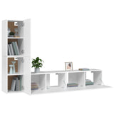 4 Piece TV Cabinet Set White Engineered Wood - Top-Down View