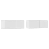 4 Piece TV Cabinet Set White Engineered Wood