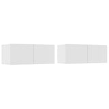 4 Piece TV Cabinet Set White Engineered Wood - 45-Degree Angle