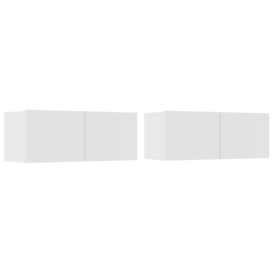 4 Piece TV Cabinet Set White Engineered Wood