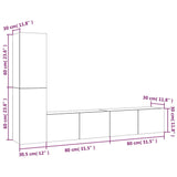 4 Piece TV Cabinet Set White Engineered Wood - Extra Image