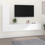 4 Piece TV Cabinet Set White Engineered Wood