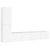 4 Piece TV Cabinet Set High Gloss White Engineered Wood