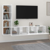 4 Piece TV Cabinet Set High Gloss White Engineered Wood - Side View