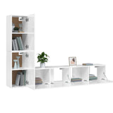 4 Piece TV Cabinet Set High Gloss White Engineered Wood - Low Angle