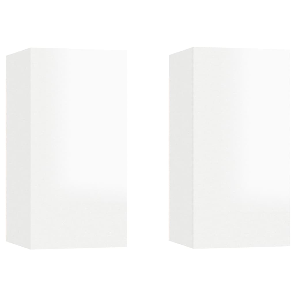 4 Piece TV Cabinet Set High Gloss White Engineered Wood