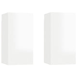 4 Piece TV Cabinet Set High Gloss White Engineered Wood - Rear View