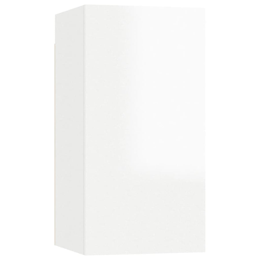 4 Piece TV Cabinet Set High Gloss White Engineered Wood