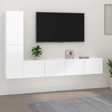 4 Piece TV Cabinet Set High Gloss White Engineered Wood