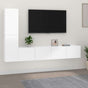 4 Piece TV Cabinet Set High Gloss White Engineered Wood