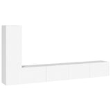 3 Piece TV Cabinet Set White Engineered Wood - Front View