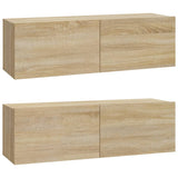 3 Piece TV Cabinet Set Sonoma Oak Engineered Wood - 45-Degree Angle