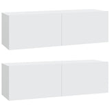 4 Piece TV Cabinet Set White Engineered Wood - 45-Degree Angle