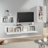 4 Piece TV Cabinet Set White Engineered Wood - Side View