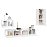 4 Piece TV Cabinet Set High Gloss White Engineered Wood