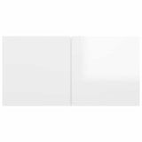 4 Piece TV Cabinet Set High Gloss White Engineered Wood - Low Angle