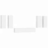 6 Piece TV Cabinet Set White Engineered Wood