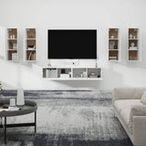 6 Piece TV Cabinet Set White Engineered Wood - Side View
