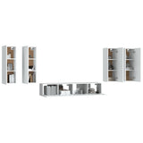 6 Piece TV Cabinet Set White Engineered Wood - Top-Down View