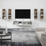 6 Piece TV Cabinet Set High Gloss White Engineered Wood - Side View