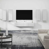 6 Piece TV Cabinet Set High Gloss White Engineered Wood