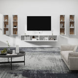 6 Piece TV Cabinet Set White Engineered Wood - Side View