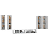 6 Piece TV Cabinet Set White Engineered Wood - Top-Down View