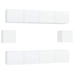 6 Piece TV Cabinet Set White Engineered Wood
