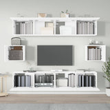 6 Piece TV Cabinet Set White Engineered Wood - Side View