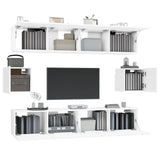 6 Piece TV Cabinet Set White Engineered Wood - Top-Down View