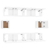 6 Piece TV Cabinet Set White Engineered Wood - 45-Degree Angle
