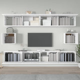 6 Piece TV Cabinet Set White Engineered Wood - Side View