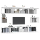 6 Piece TV Cabinet Set White Engineered Wood - Top-Down View