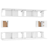 6 Piece TV Cabinet Set White Engineered Wood - 45-Degree Angle