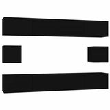 6 Piece TV Cabinet Set Black Engineered Wood