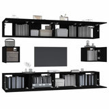 6 Piece TV Cabinet Set Black Engineered Wood