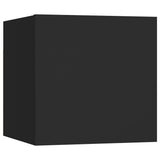 6 Piece TV Cabinet Set Black Engineered Wood - Close-Up Angle