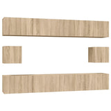 6 Piece TV Cabinet Set Sonoma Oak Engineered Wood - Front View