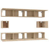 6 Piece TV Cabinet Set Sonoma Oak Engineered Wood - 45-Degree Angle