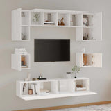 8 Piece TV Cabinet Set High Gloss White Engineered Wood - Side View