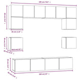 8 Piece TV Cabinet Set High Gloss White Engineered Wood - Extra Image