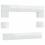 8 Piece TV Cabinet Set High Gloss White Engineered Wood