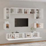 8 Piece TV Cabinet Set High Gloss White Engineered Wood