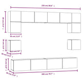8 Piece TV Cabinet Set High Gloss White Engineered Wood