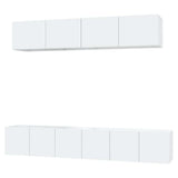 5 Piece TV Cabinet Set High Gloss White Engineered Wood