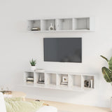 5 Piece TV Cabinet Set High Gloss White Engineered Wood - Side View