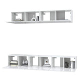 5 Piece TV Cabinet Set High Gloss White Engineered Wood